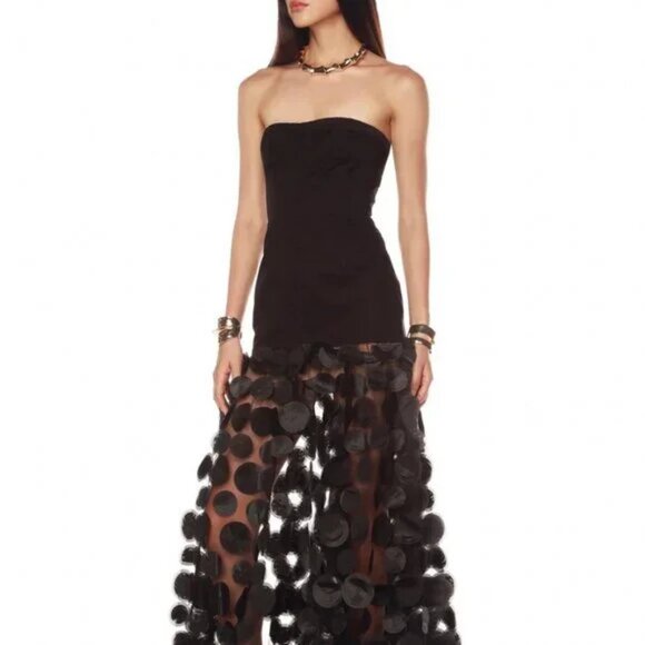 BEST Bronx and Banco Harper Strapless Maxi Dress Gown - Black Cocktail Medium - Picture 8 of 10